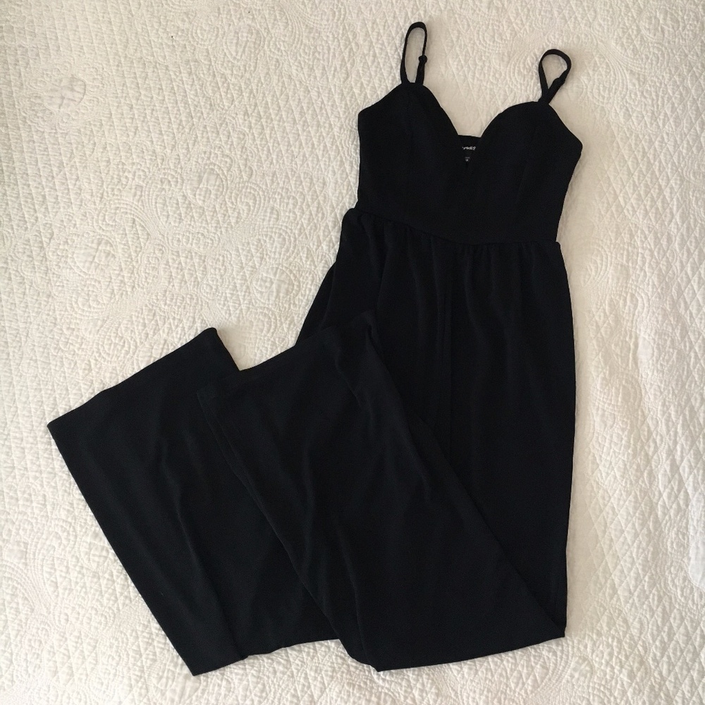 NWT Express Wide Leg V-Wire Jumpsuit Black Women's XXS - Picture 2 of 10
